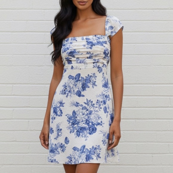 Abercrombie & Fitch Petite Emerson Cap Sleeve Linen Blend Mini Dress - Picture 1 of 8